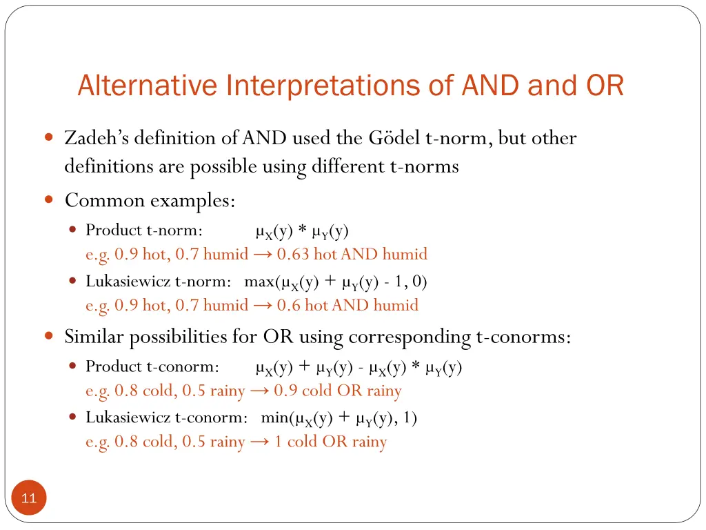 alternative interpretations of and and or