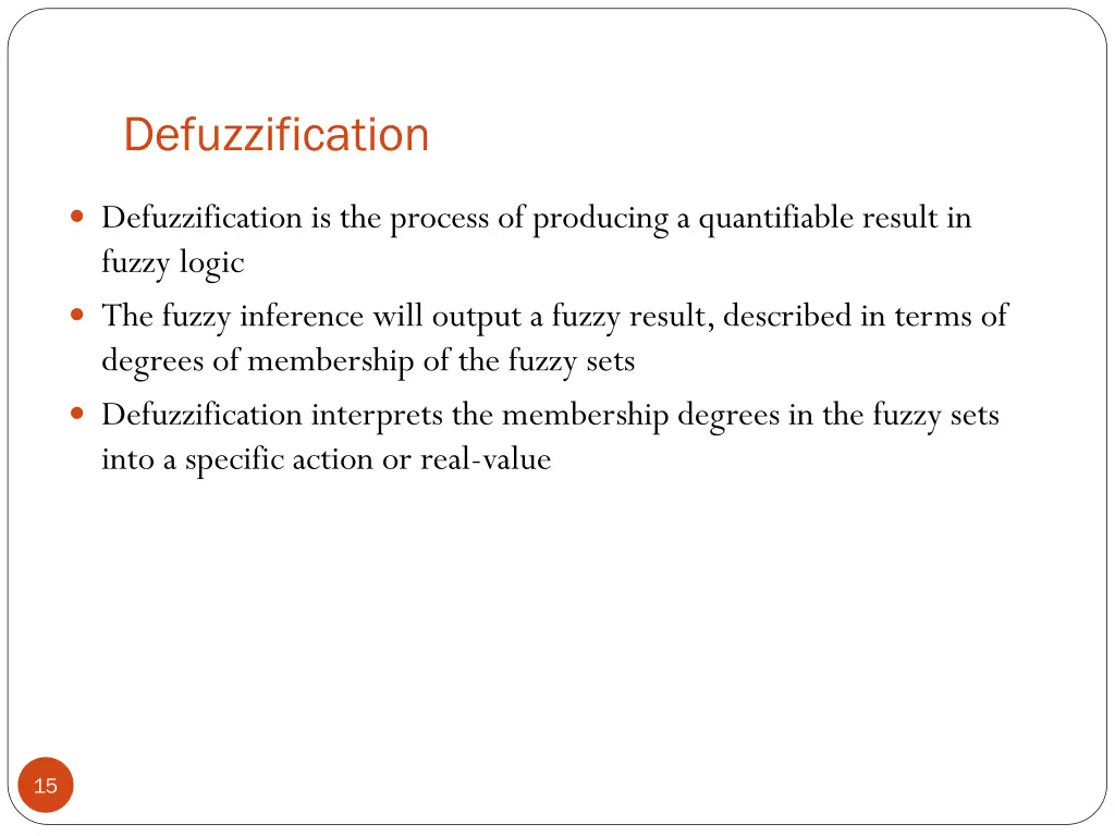 defuzzification