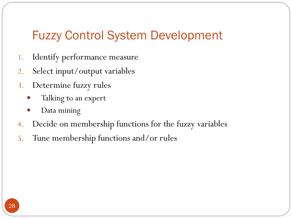 fuzzy control system development 1