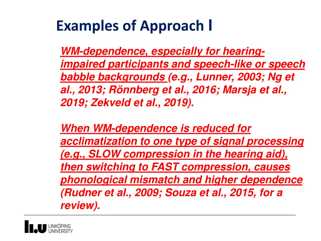 examples of approach i