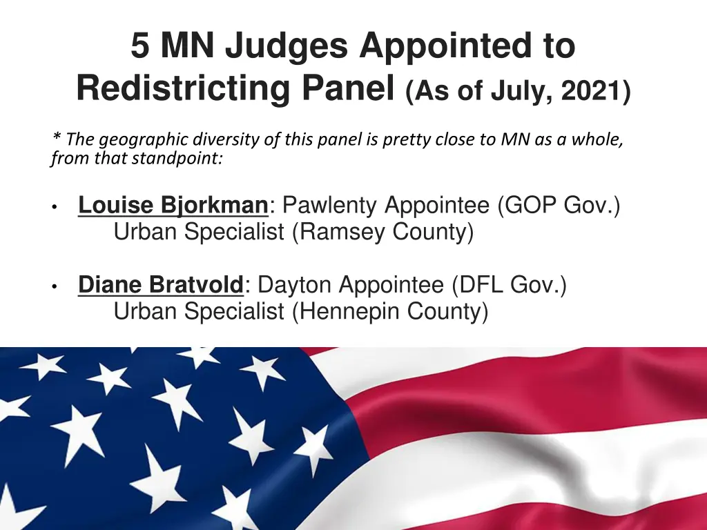 5 mn judges appointed to redistricting panel