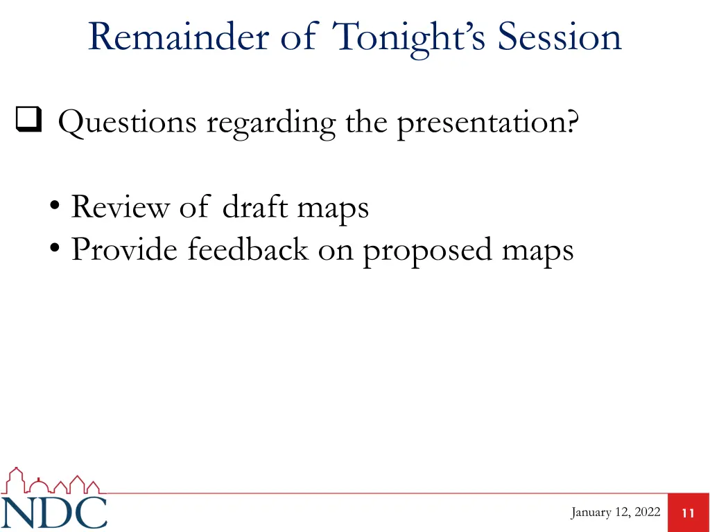 remainder of tonight s session