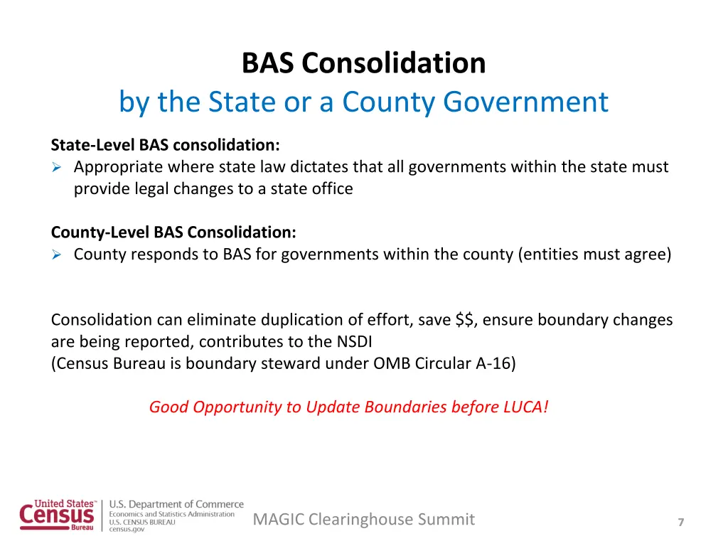 bas consolidation