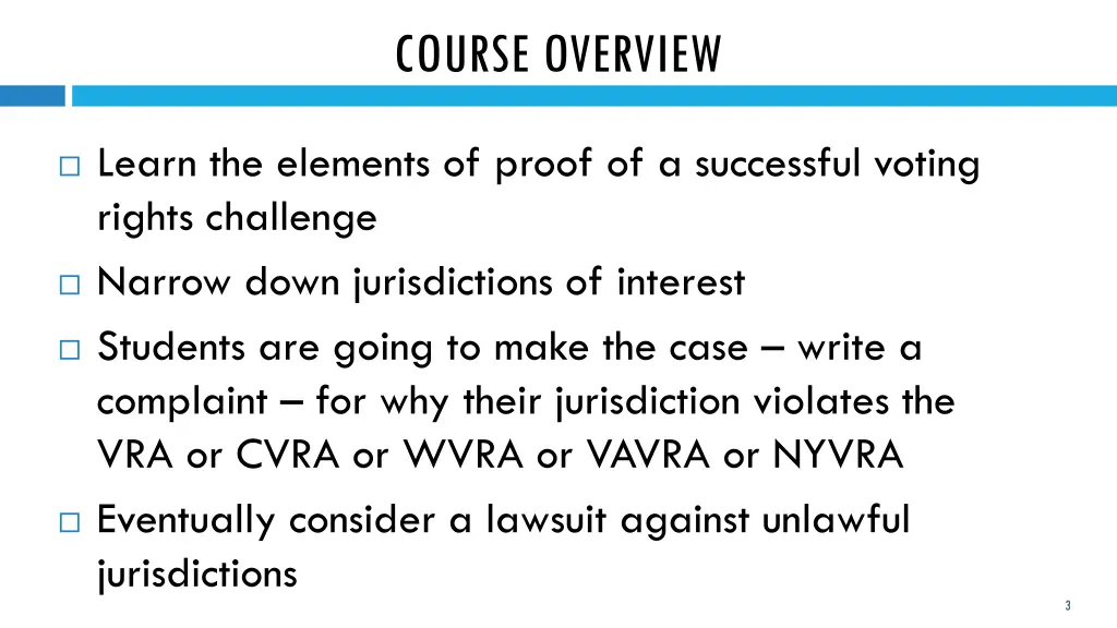 course overview 1