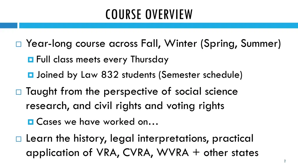 course overview