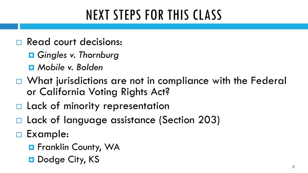 next steps for this class