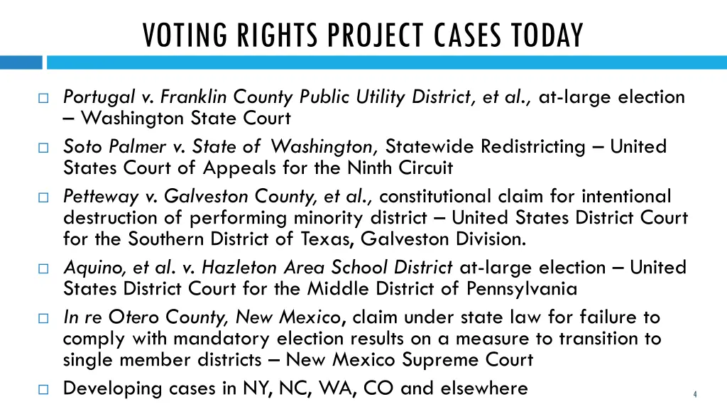 voting rights project cases today