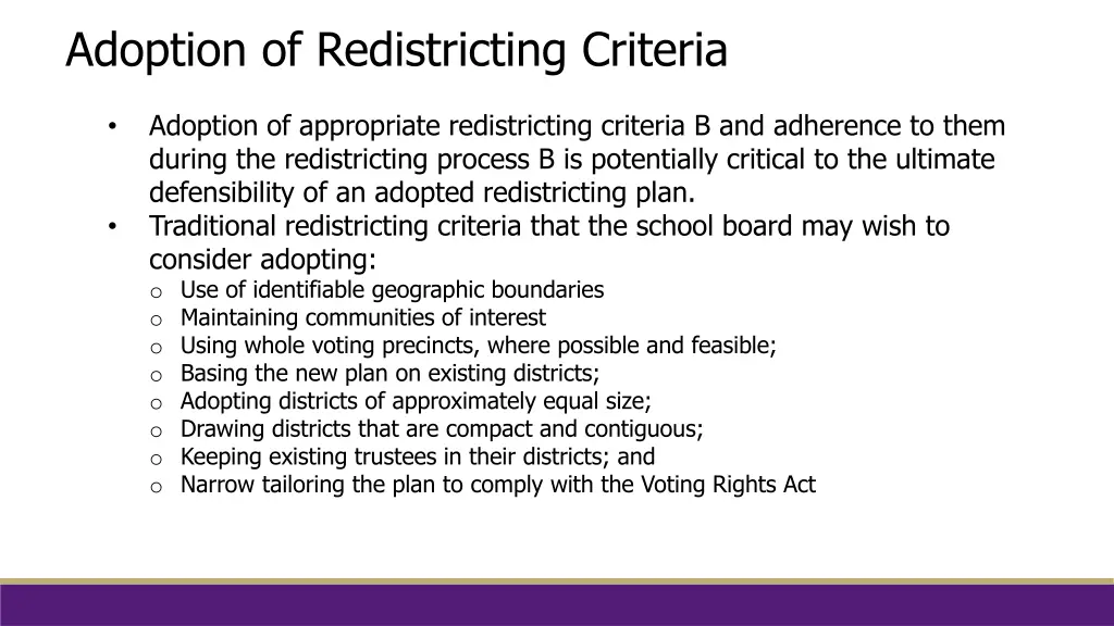 adoption of redistricting criteria