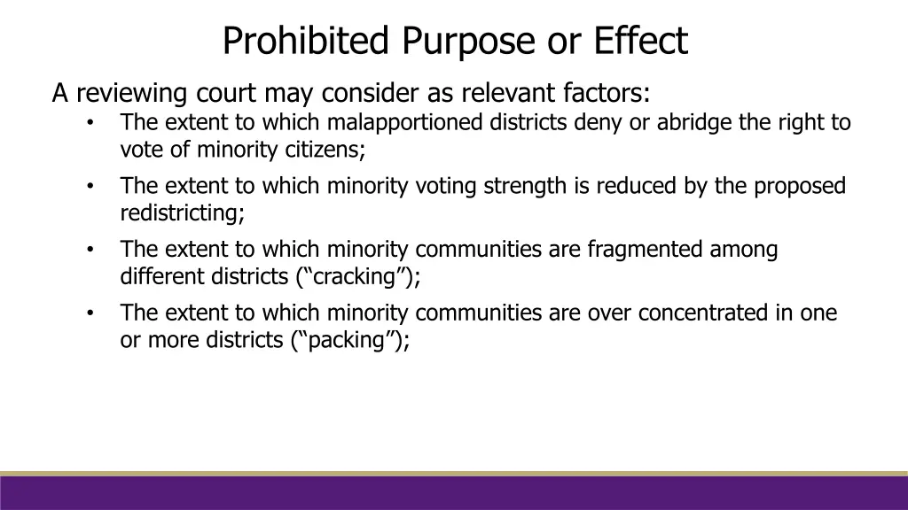 prohibited purpose or effect