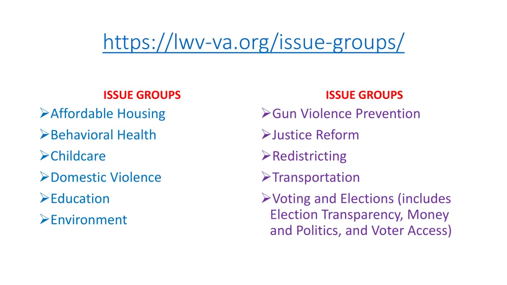 https lwv va org issue groups