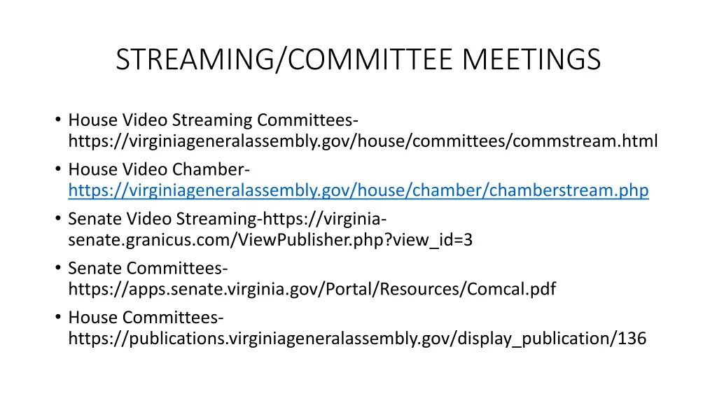 streaming committee meetings