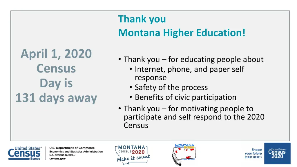 thank you montana higher education thank