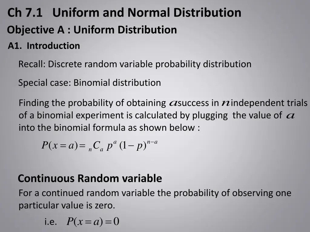 ch 7 1 uniform and normal distribution objective