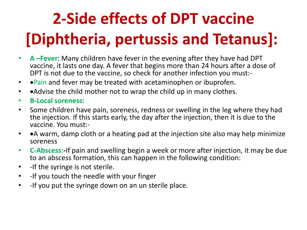 2 side effects of dpt vaccine diphtheria
