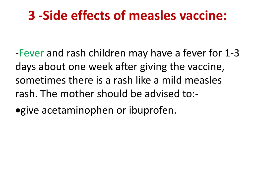 3 side effects of measles vaccine