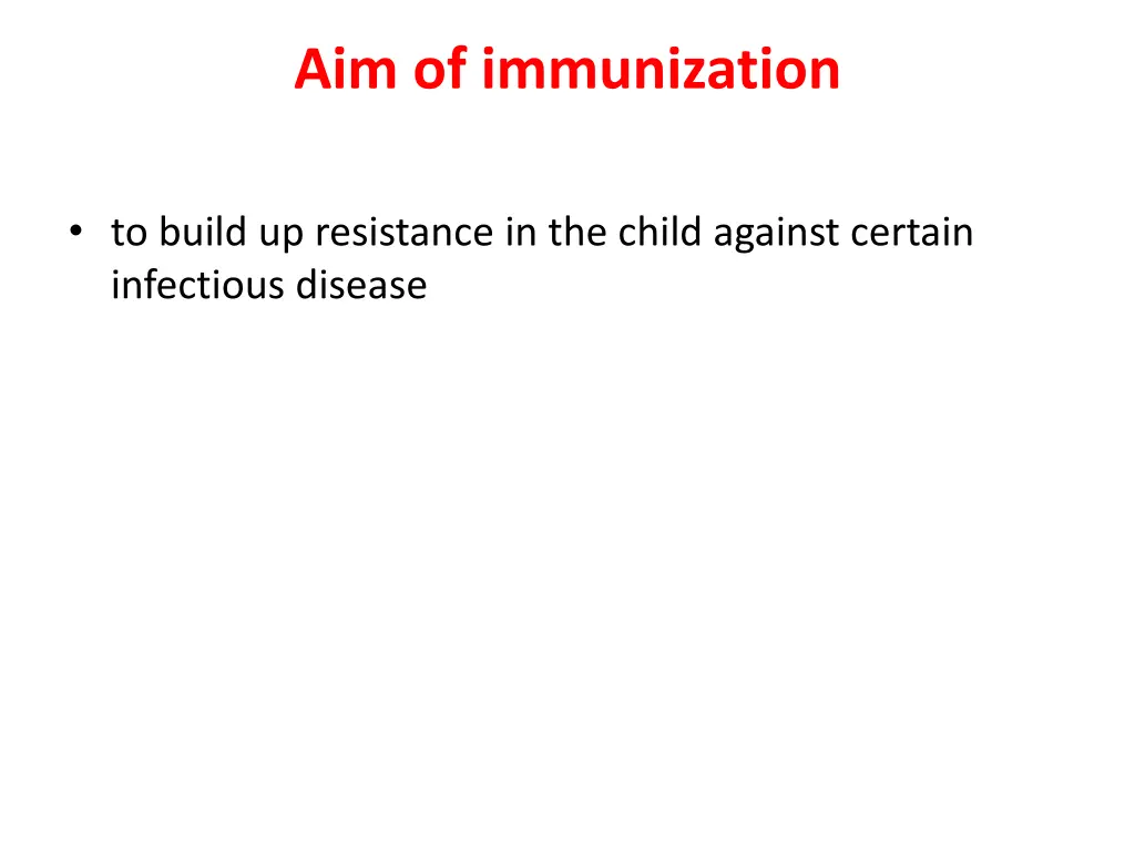 aim of immunization