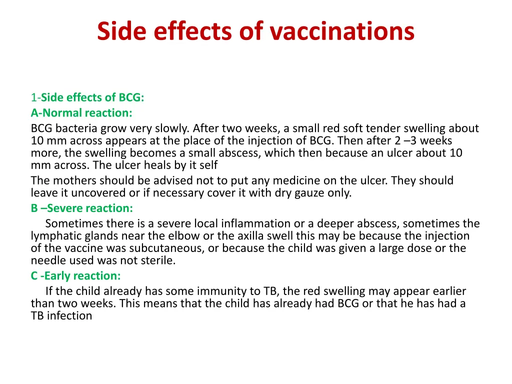 side effects of vaccinations