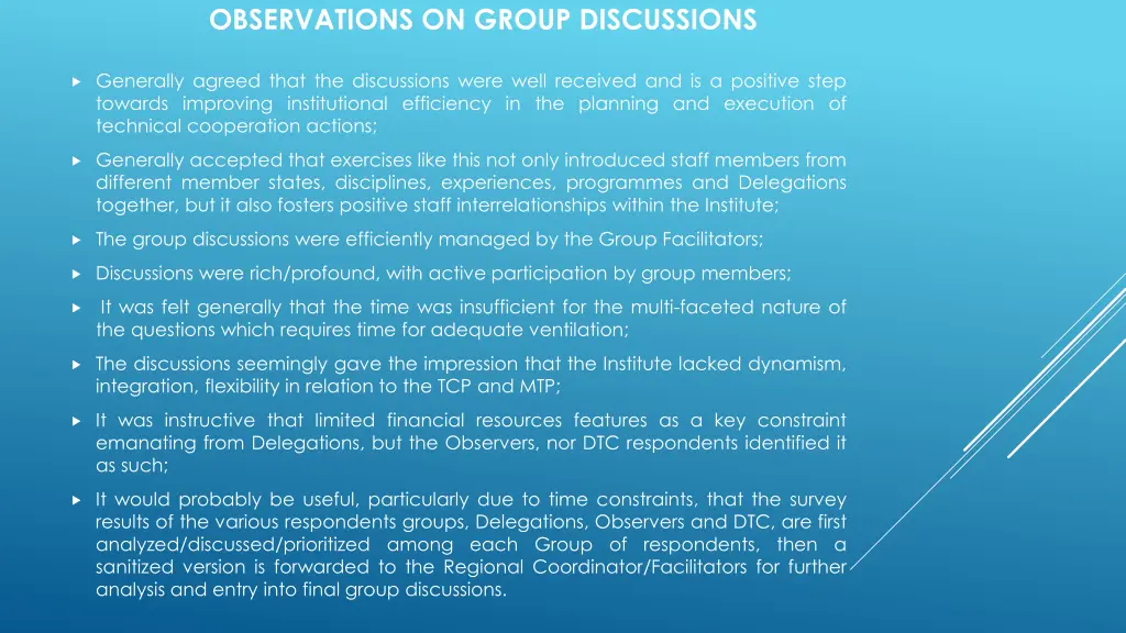 observations on group discussions