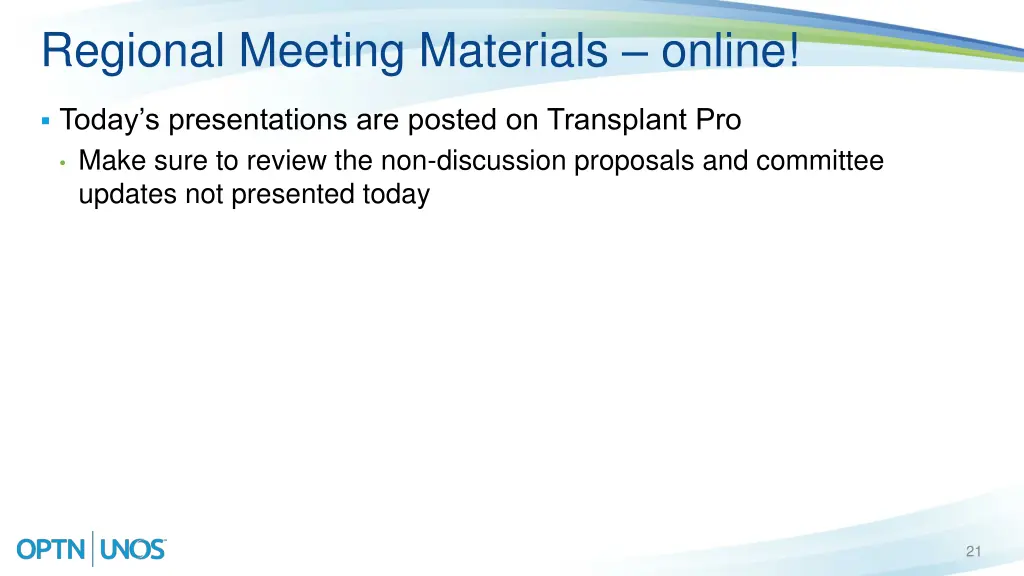 regional meeting materials online