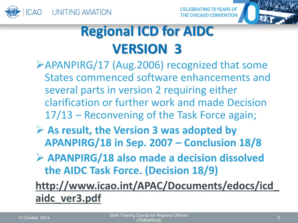 regional icd for aidc version 3 apanpirg