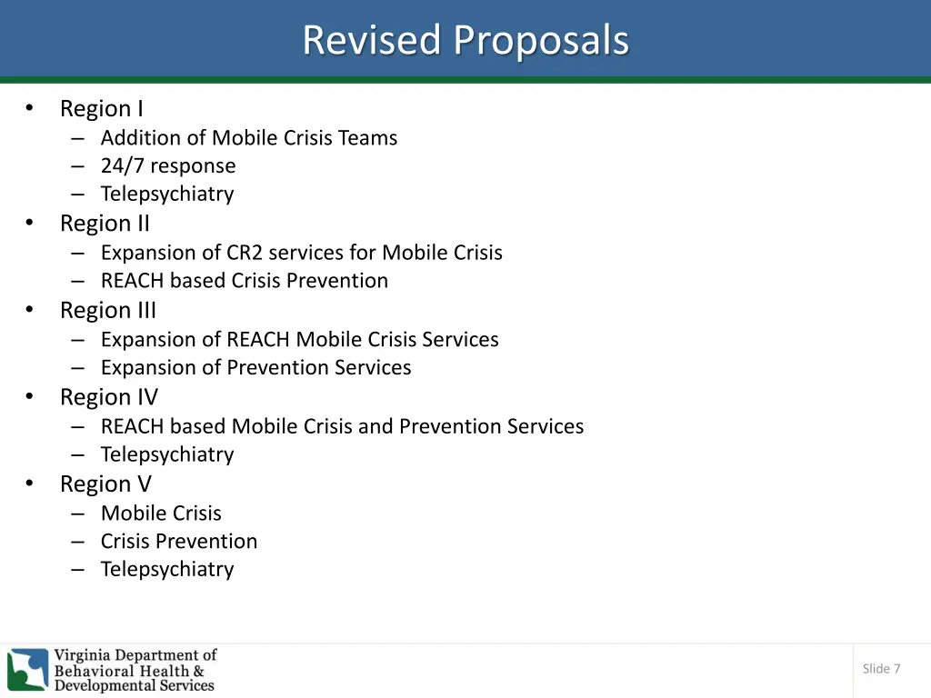 revised proposals