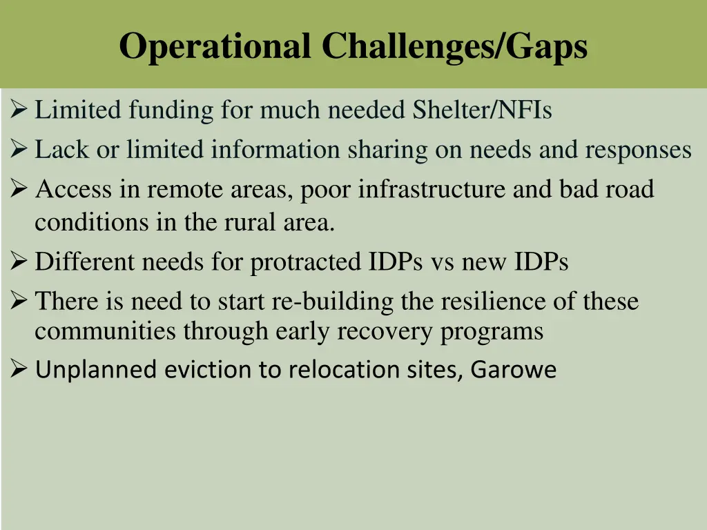operational challenges gaps
