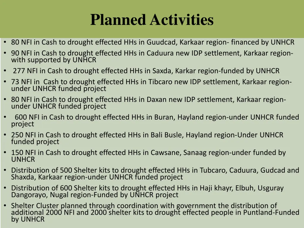 planned activities