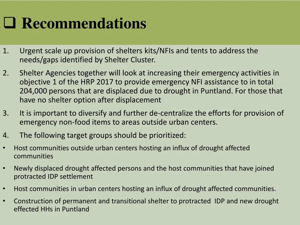 recommendations