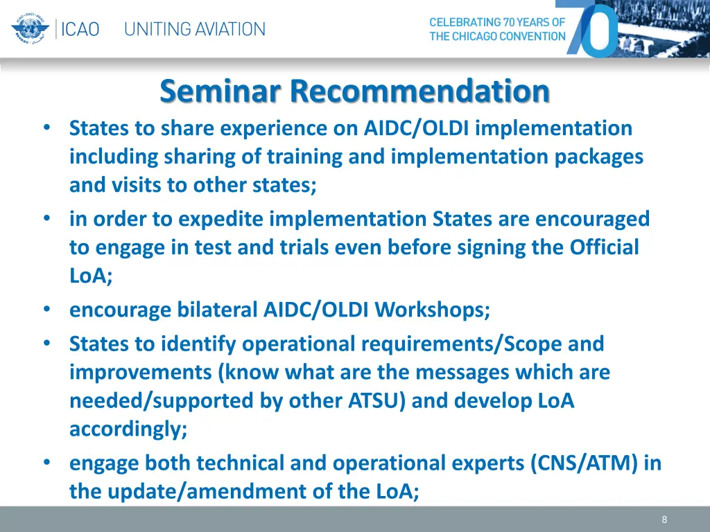 seminar recommendation states to share experience