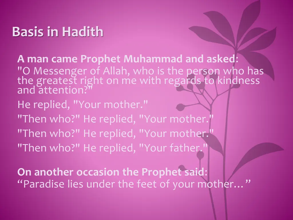 basis in hadith