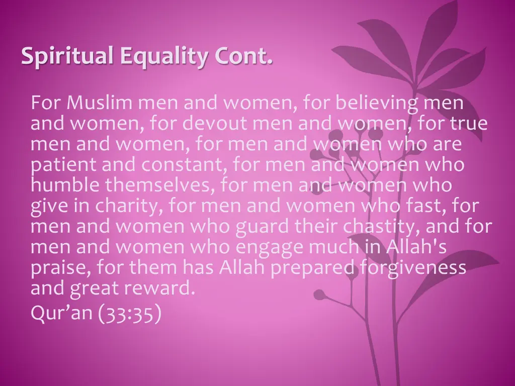 spiritual equality cont