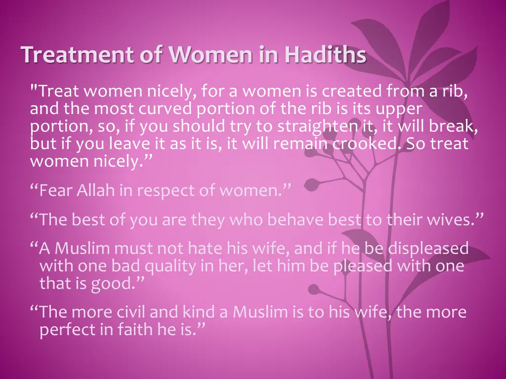 treatment of women in hadiths