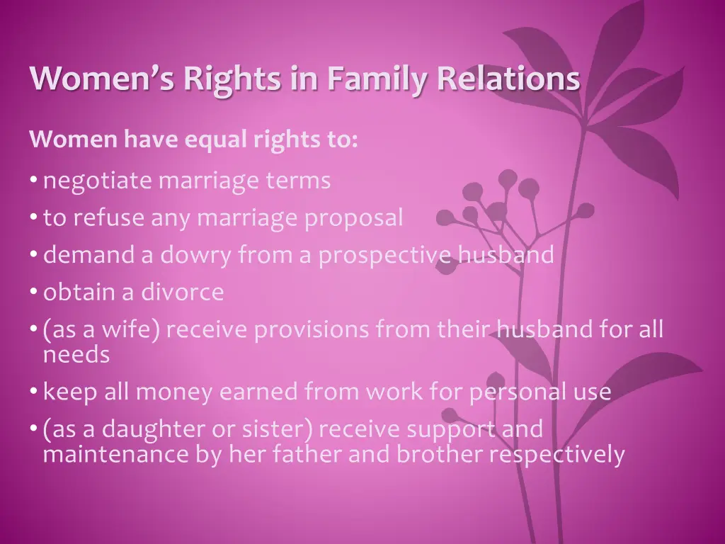 women s rights in family relations