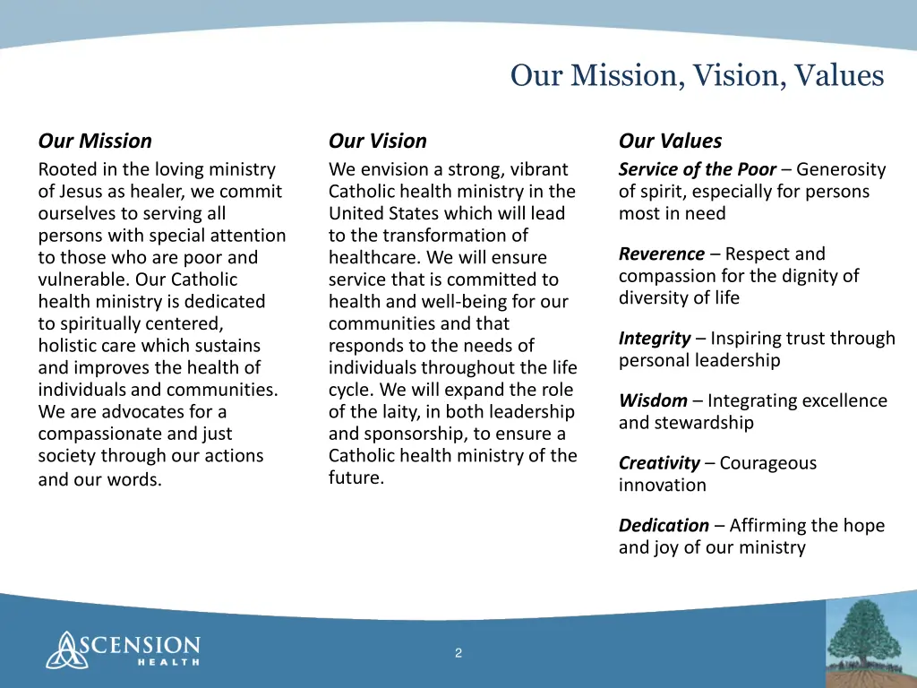 our mission vision values