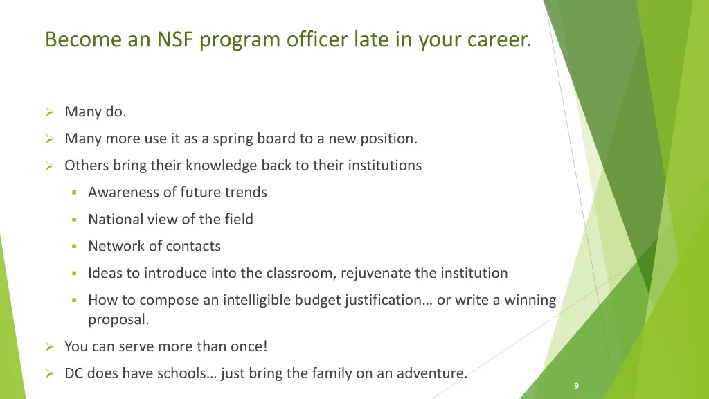 become an nsf program officer late in your career