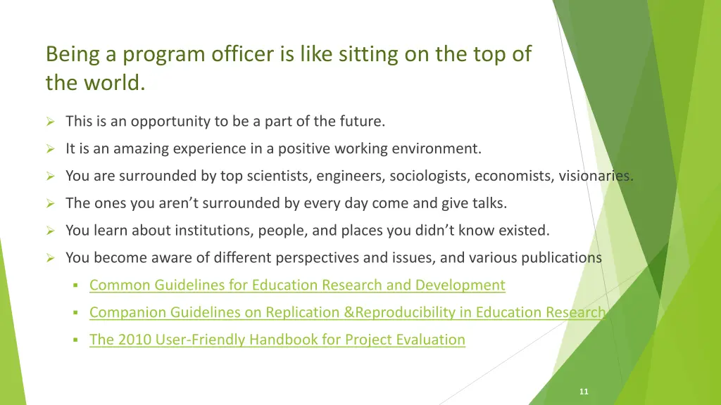 being a program officer is like sitting