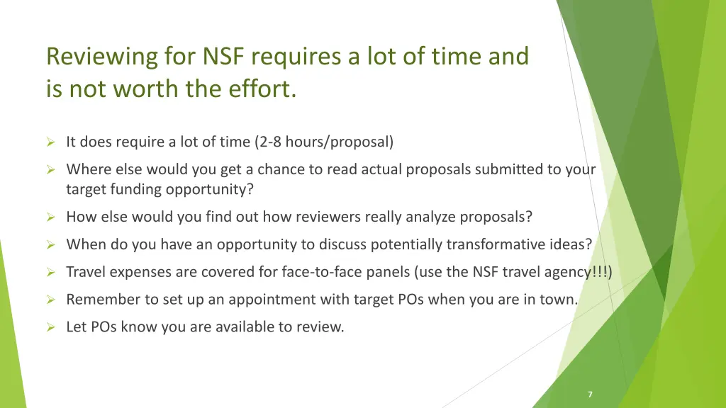 reviewing for nsf requires a lot of time
