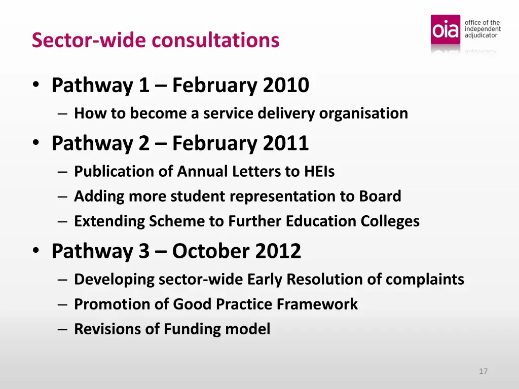 sector wide consultations