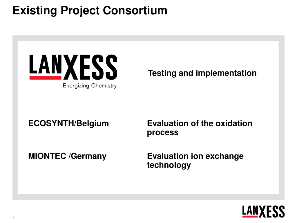 existing project consortium