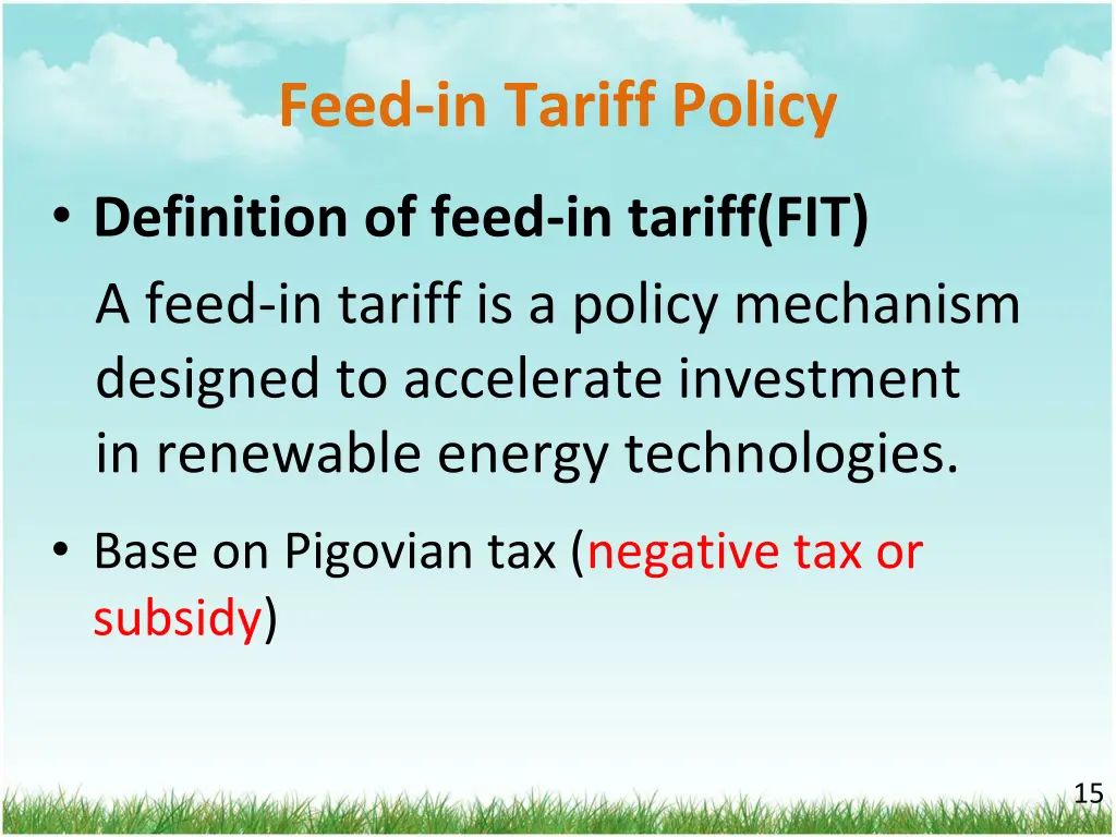 feed in tariff policy