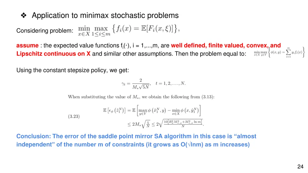 application to minimax stochastic problems