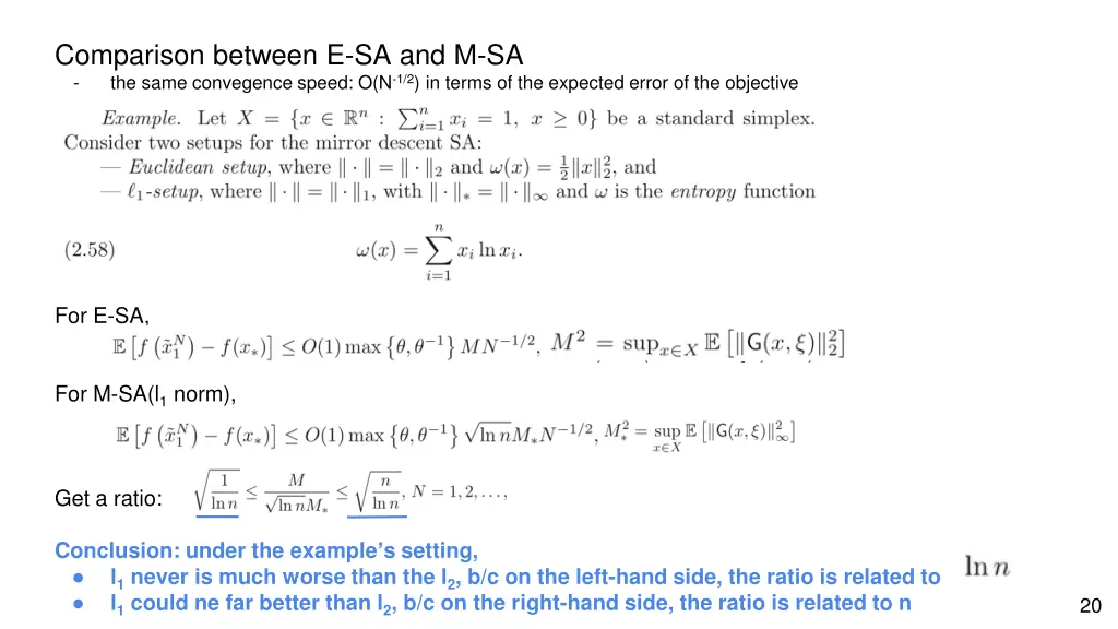 comparison between e sa and m sa the same