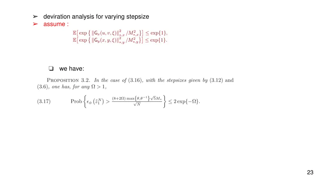 deviration analysis for varying stepsize assume