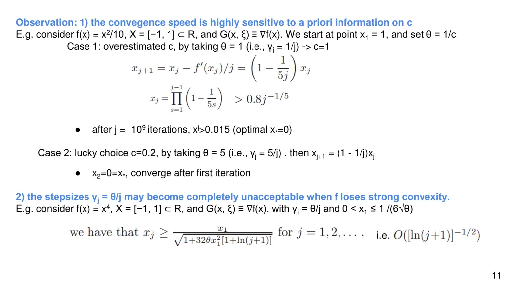 observation 1 the convegence speed is highly