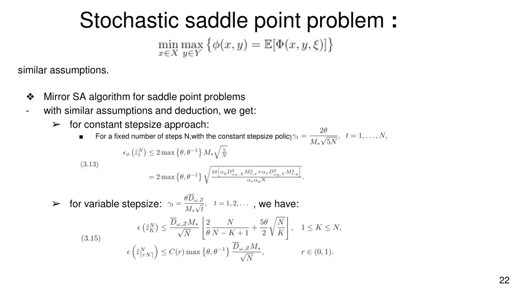 stochastic saddle point problem