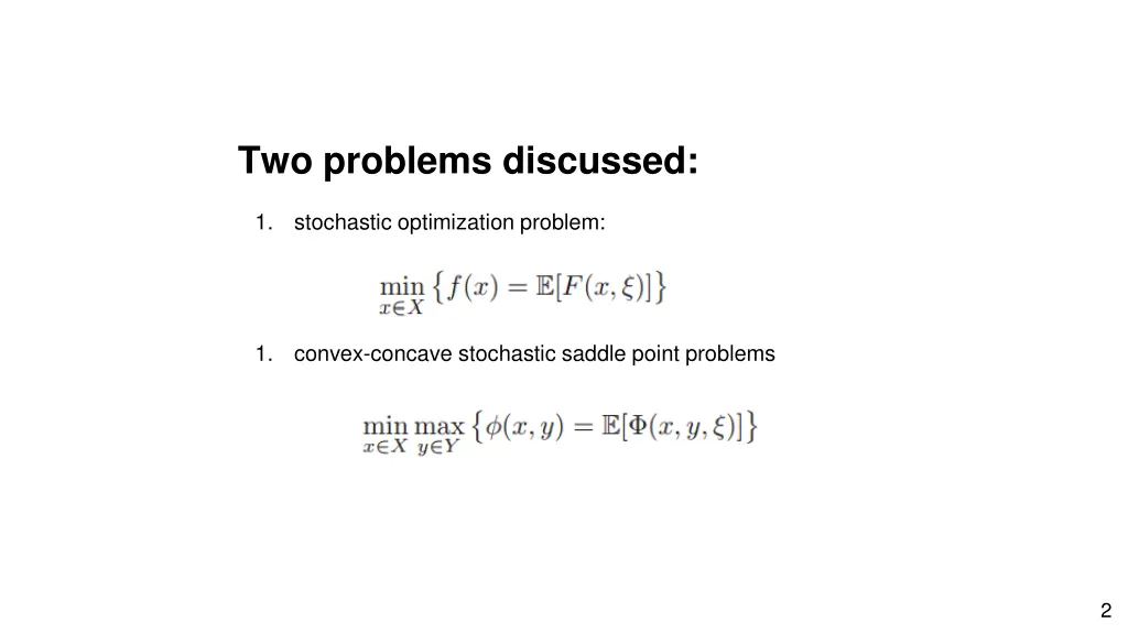 two problems discussed