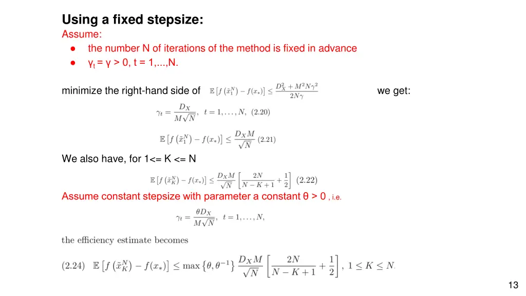 using a fixed stepsize assume the number