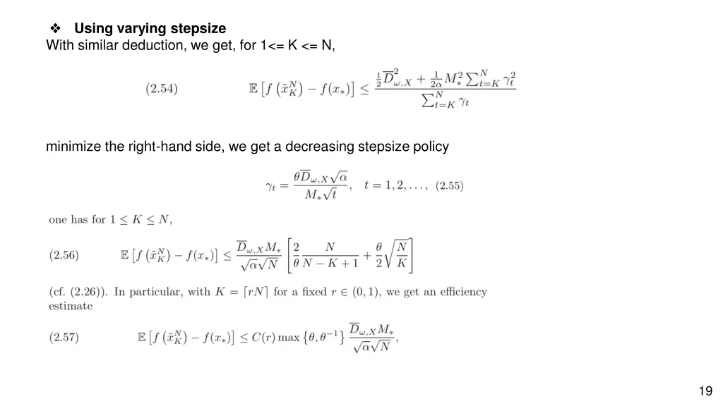 using varying stepsize with similar deduction