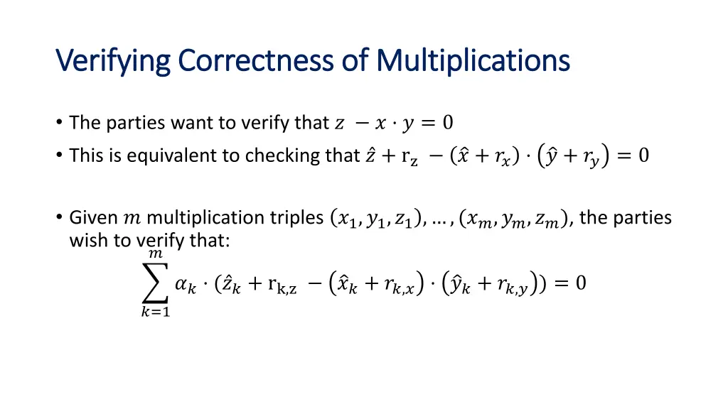 verifying correctness of multiplications