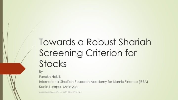 towards a robust shariah screening criterion
